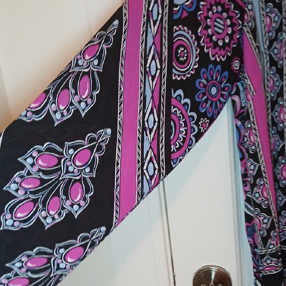 Bob Mackie Multicolor Floral and Stripe Long Sleeve Top - Picture 4 of 7